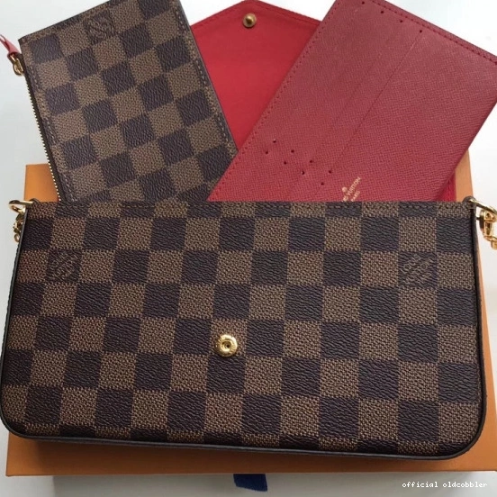 Official oldcobbler N63032 Pochette Vuitton Louis Felicie Bag Damier 0803